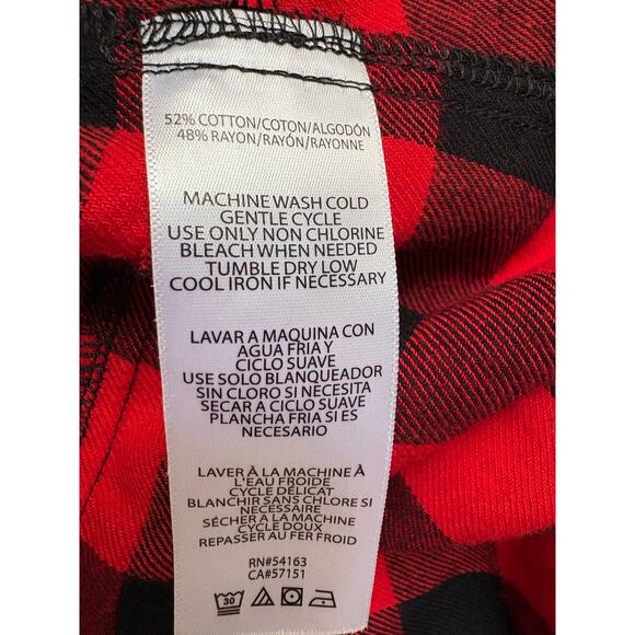 Calvin Klein Jeans Buffalo Check Red Black Flannel Womens size S - Picture 5 of 5